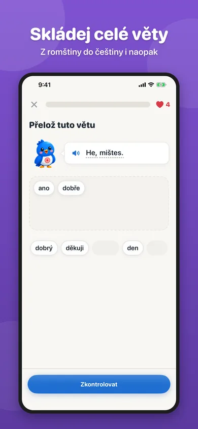Cvičení: přelož romskou větu ze slovních dlaždic